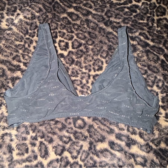 FENTY Black Triangle Mesh Bralette with Gold Front Accent - Picture 3 of 3